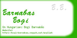 barnabas bogi business card